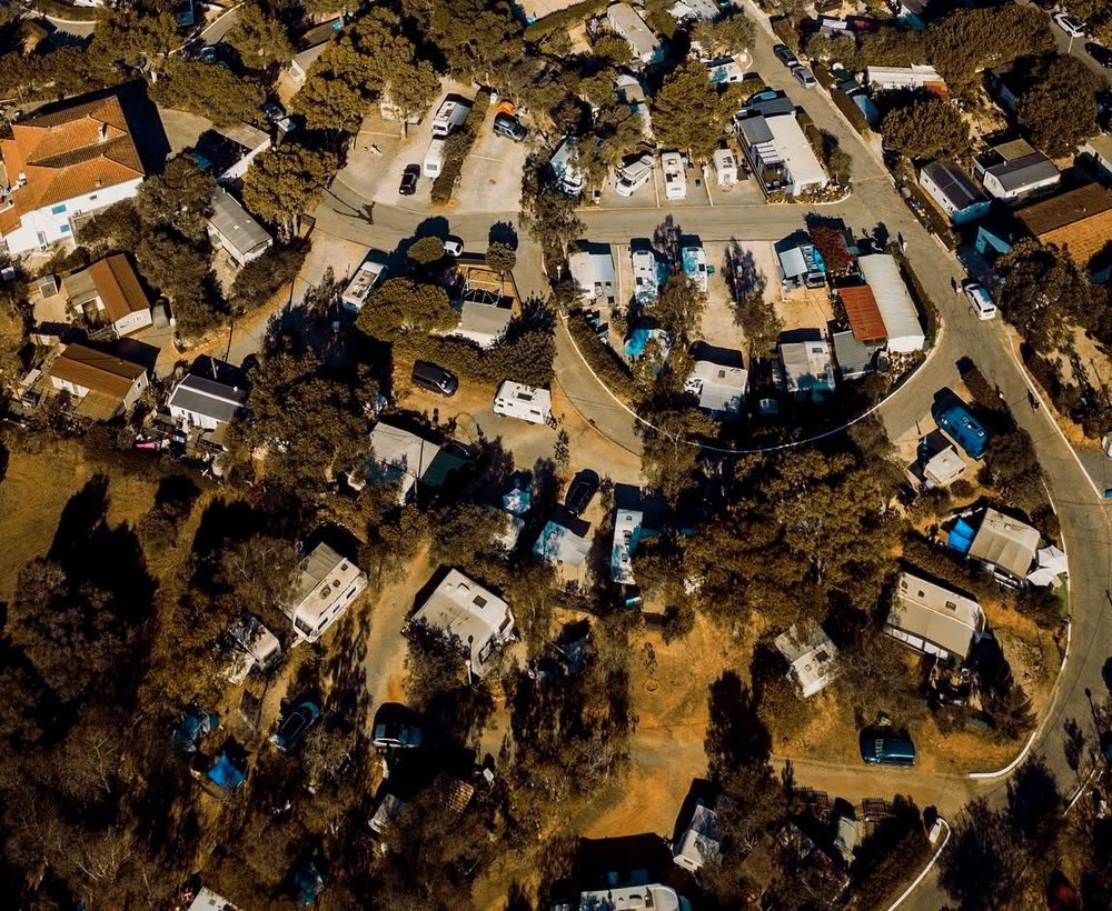 Aerial view of Camping Alvor campsite in Alvor, Algarve